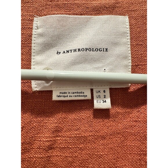 Anthropologie Vintage Washed Linen Blazer Summer Lightweight Terracotta Sz 2 - Picture 4 of 6